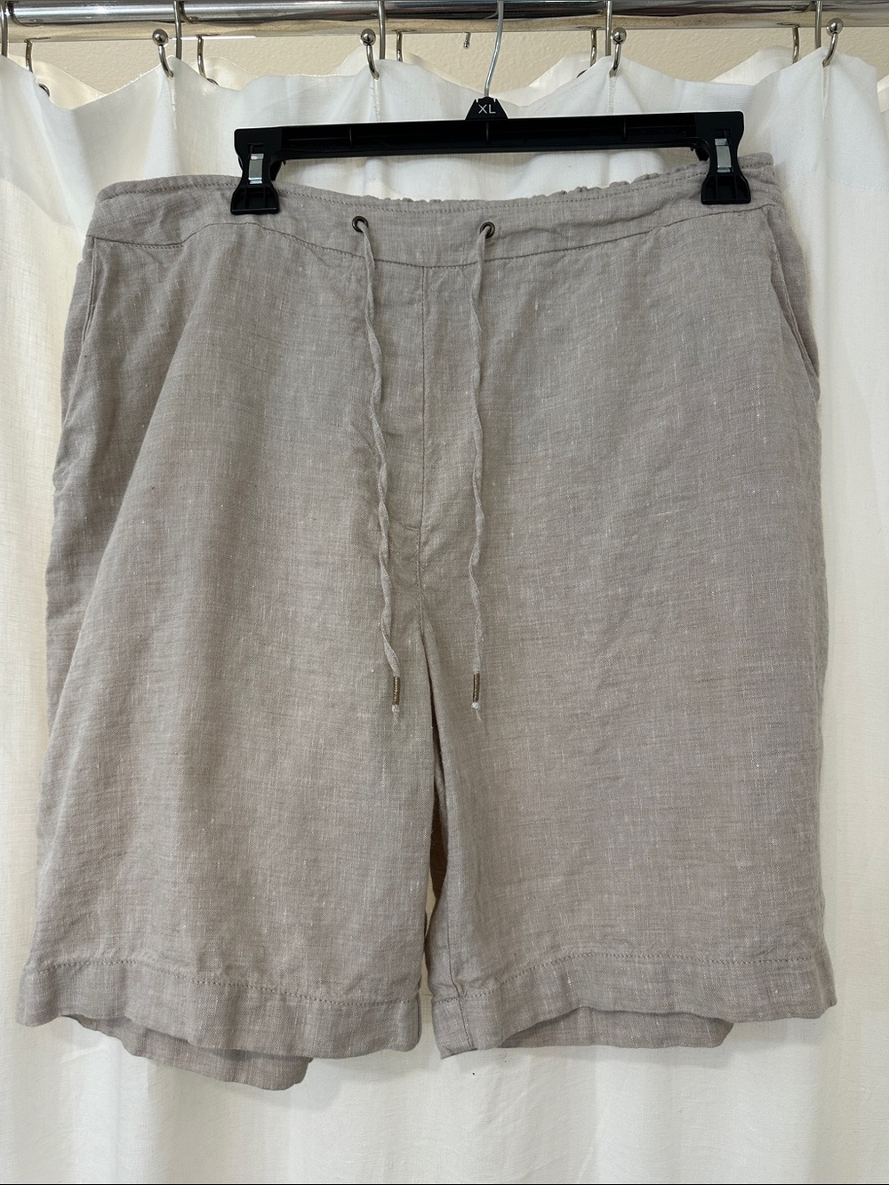Chico's Linen Drawstring Flat Front Shorts - Taupe